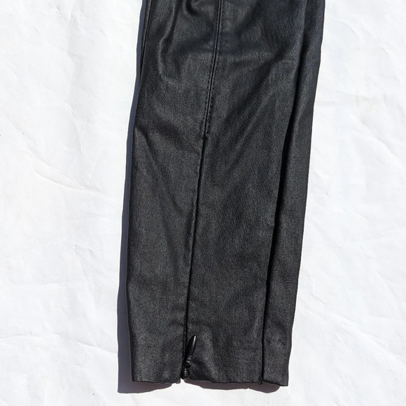 Zara Vegan Leather Black Pants with  Zip Up Front Ankles - Size Small - Picture 3 of 9